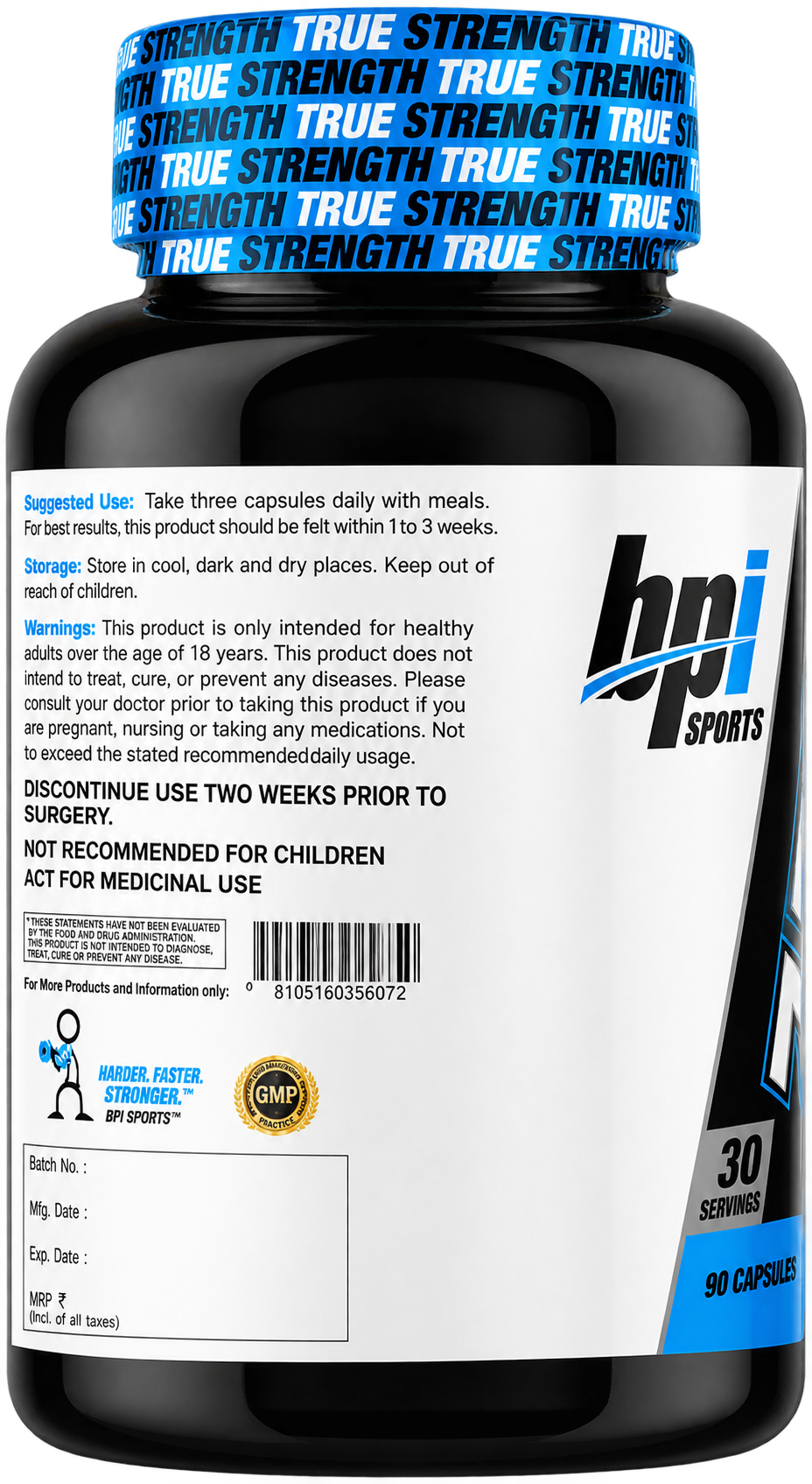 BPI Sports ZMA | Mineral Supplement with Zinc, Magnesium & Vitamin B6 | 90 Capsules